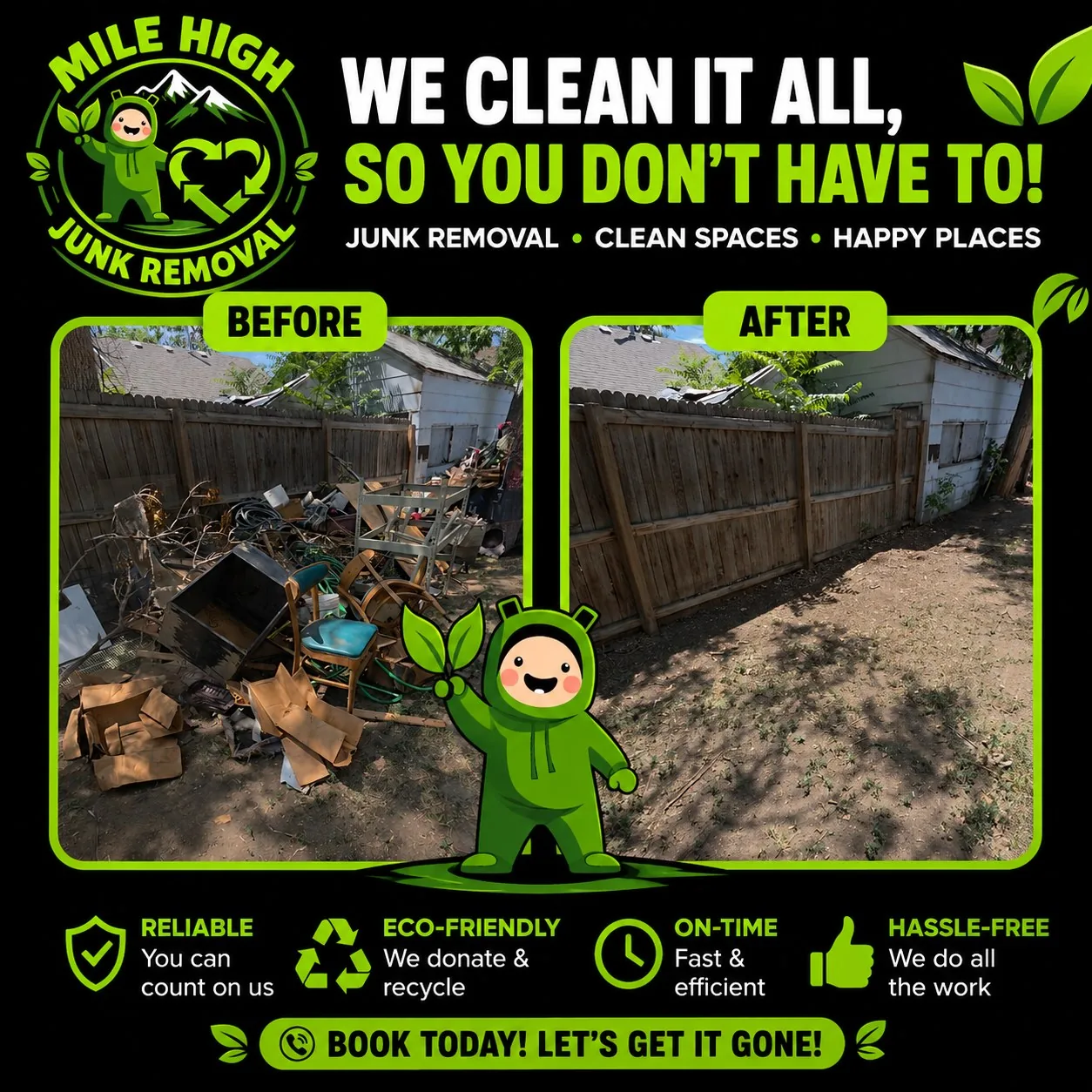 A rental unit before and after a turnover cleanout in Denver